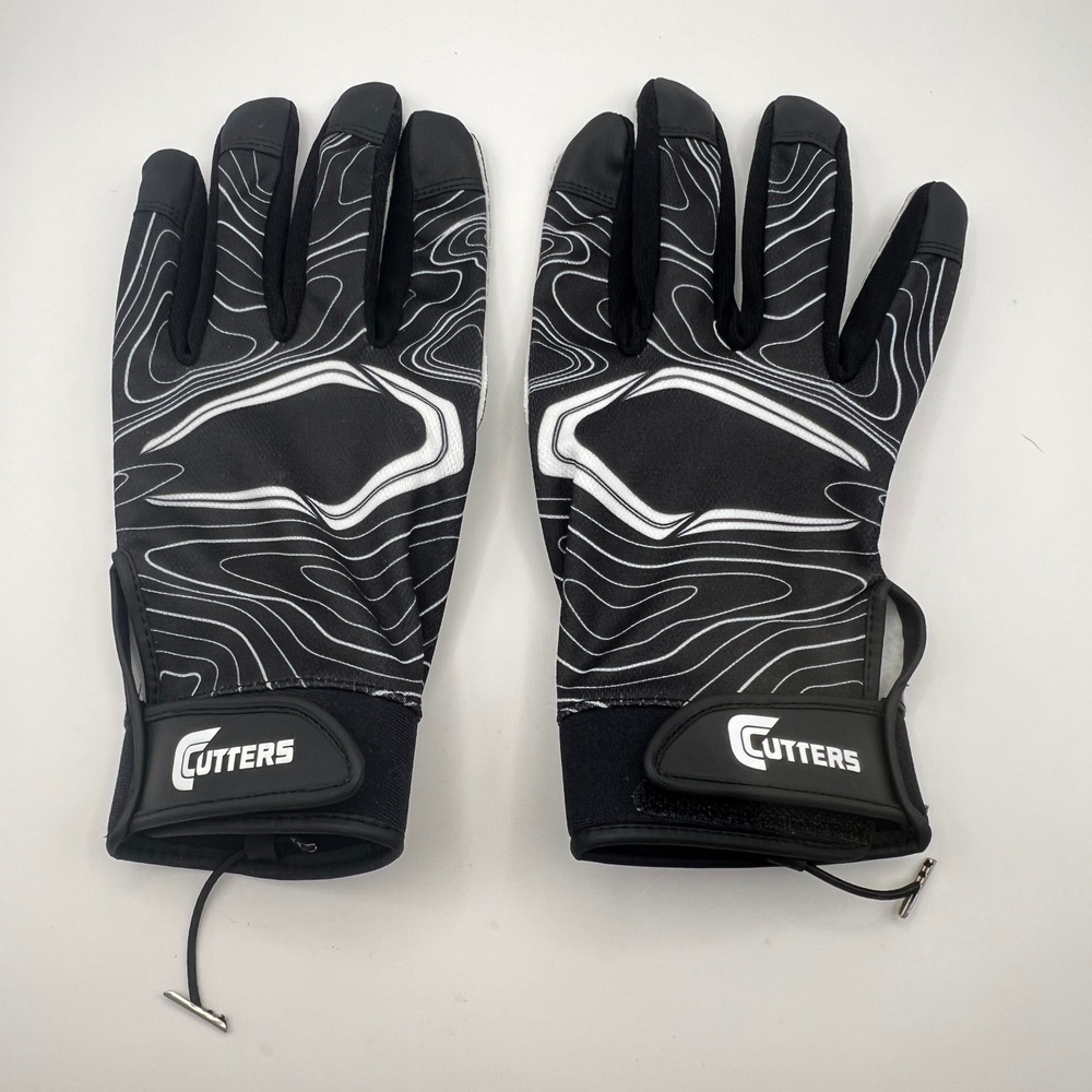 Cutters S150 Game Day Football Receiver Gloves Black White Topo Print Mens L XL